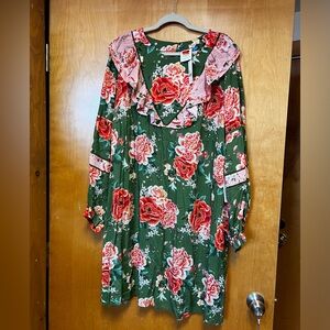 Farm Rio Floral Long-Sleeve Dress